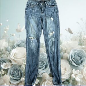 Wax Jeans Skinny Distressed Ripped Denim Jeans Size 0 Blue Blue